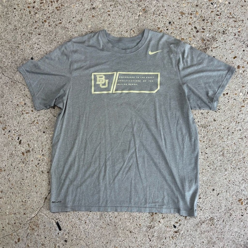 Nike Baylor Bears Men's Gray Dri-Fit T-Shirt Size xxl Sports Casual